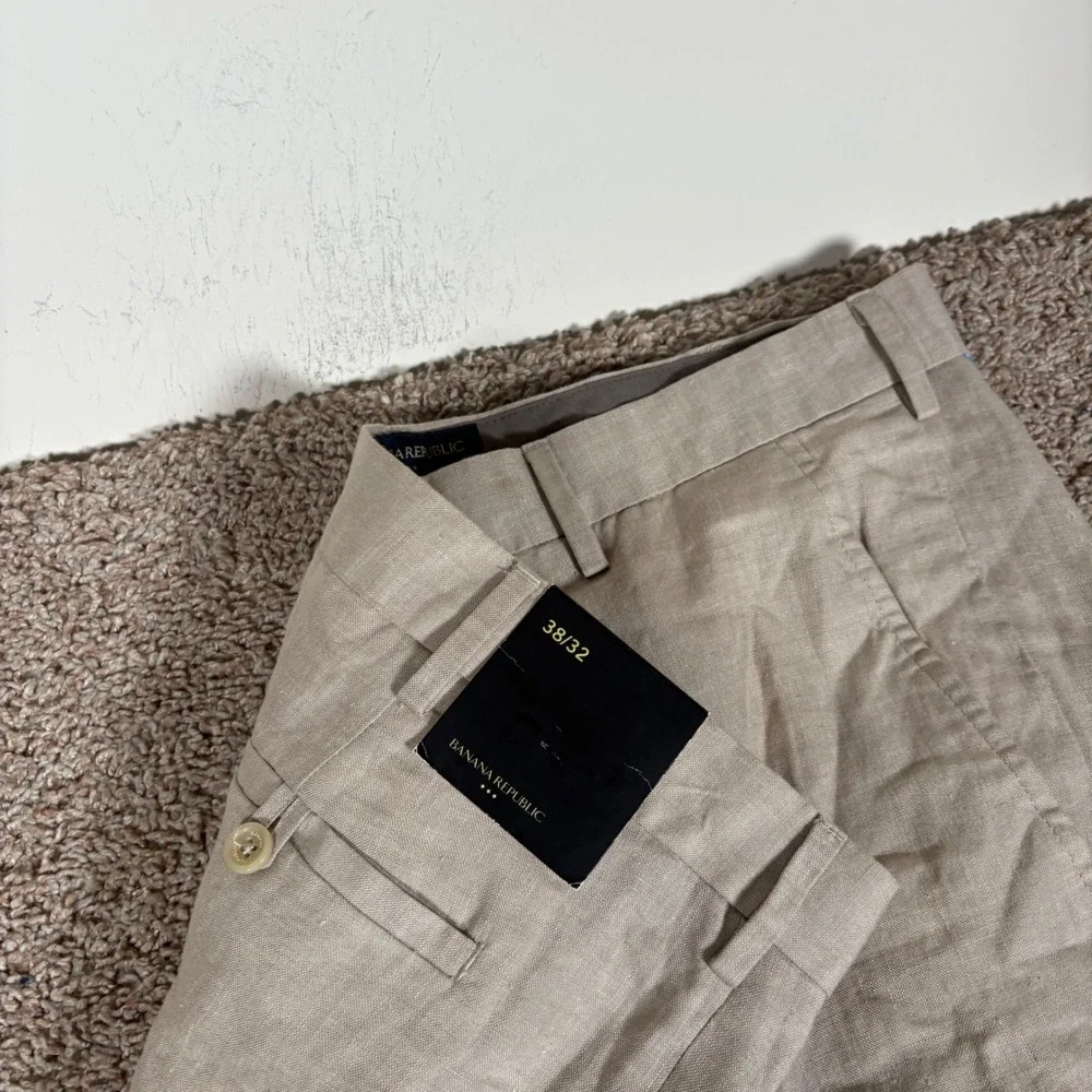 Banana Republic Mens 100% Linen Dress Pants Beige 38x32 NWT 703621-01-1